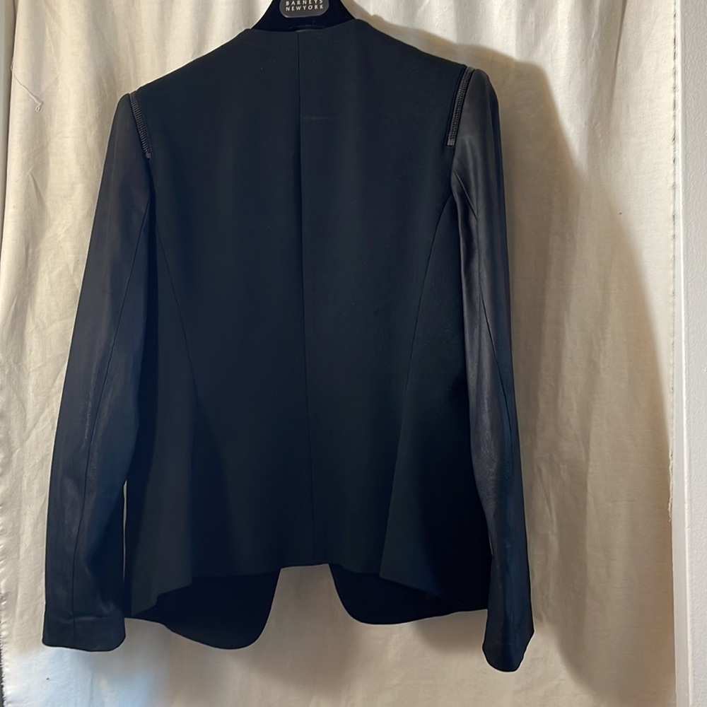 Theory Size Medium Black Jacket With Leather Slee… - image 5